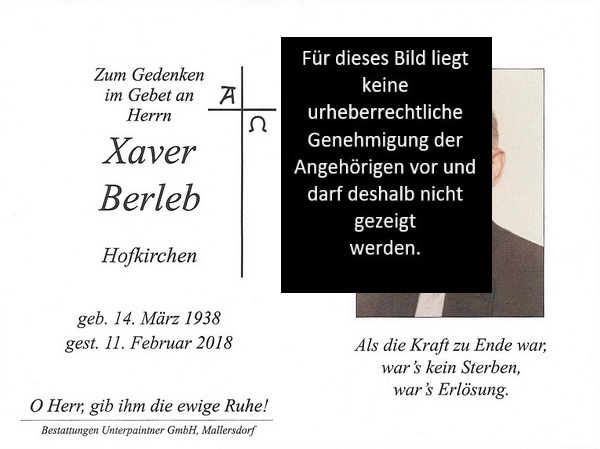 Familiengrab Xaver Berleb in Hofkirchen