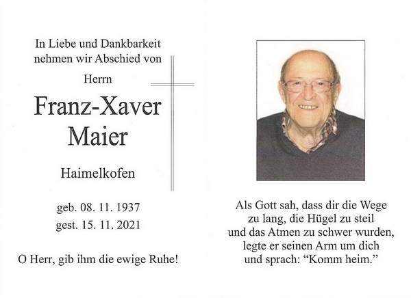 Familiengrab Franz Maier Haimelkofen